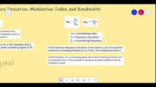 FM and PM Modulation Index Frequency Deviation Bandwidth etc [upl. by Htiffirg]