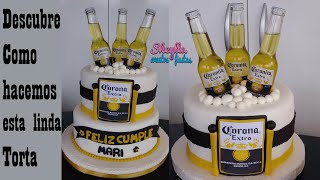 TORTA con CERVEZA corana extra torta para hombre o mujer pastel de cumpleaños [upl. by Ellohcin592]