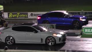 Genesis G70 vs KIA Stinger GT Mustang GT amp Camaro  14 Mile Drag Races [upl. by Allerim]