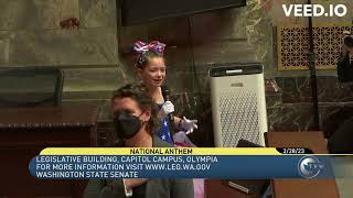 7 Year Old Kinsley Murray National anthem at the State Senate [upl. by Adnarahs]