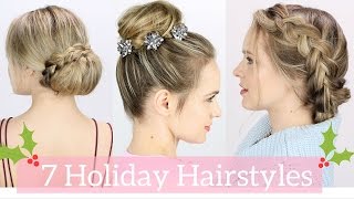 7 Easy Holiday Hairstyles Tutorial [upl. by Haimaj]