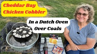 Red Lobster Cheddar Bay Chicken Cobbler  in a Dutch Oven Over Coals [upl. by Arhna838]