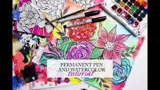 permanent pen and watercolor tutorial [upl. by Schoenfelder925]