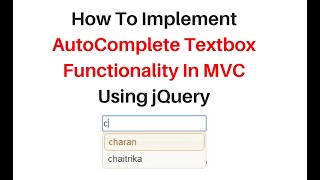 MVC Autocomplete Input Textbox Using jQuery  jQuery Autocomplete [upl. by George108]