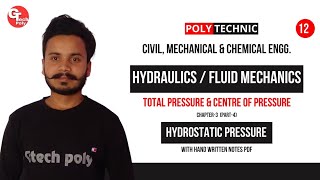 Hydraulics and Fluid mechanics  Lecture12  Total pressure and centre of pressure  Polytechnic [upl. by Kirshbaum671]