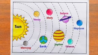 Solar System Drawing  How to Draw Solar System Planets Easy Steps  Solar System Diagram Drawing [upl. by Eul]