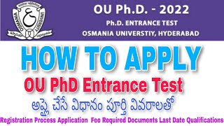 HOW TO APPLY OU PhD ENTRANCE TEST REGISTRATION STEP BY STEP PROCESS APPLY FEE LAST DATE SYLLABUS [upl. by Akessej]