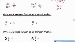 Reducing Fractions and Converting Improper Fractions amp Mixed Numbers [upl. by Aliehs]