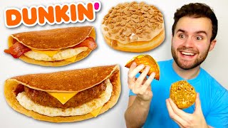 Dunkins NEW Pancake Tacos  Cookie Butter Donut REVIEW  WakeUp Wrap 2022 Holiday Menu [upl. by Nodnorb]