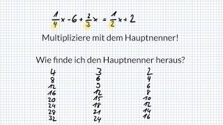 Bruchgleichungen lösen  so gelingts leicht malnehmen mit dem Hauptnenner [upl. by Lyndon]