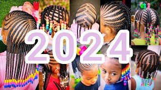 💯🔥2024 Best Ideas For Little Girls Cornrows Braids Hairstyles  Cute Kids Hairstyles with Beads👍🎄 [upl. by Hayse]