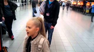 Anastasiya Petryk arrives at Schiphol Singing English [upl. by Acinoda]