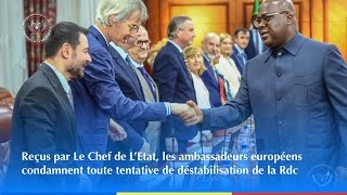 Ambassadeurs européens reçus par le Chef de lÉtat condamnent la déstabilisation de la RDC [upl. by Tormoria406]