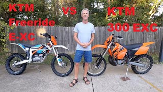 KTM Freeride E XC vs KTM 300 EXC Which one is fastest [upl. by Mossberg586]