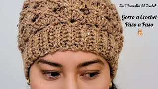 COMO TEJER GORRO FACIL A CROCHET gorro unisex a crochet en punto bicolor  tutorial paso a paso [upl. by Morgan]