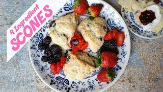 EASY scones recipe with dried fruit 4 Ingredient Berries and cream Scones [upl. by Williamson]