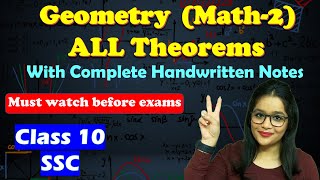 ALL THEOREMS Of Geometry Math2 with handwritten notes  SSC Class 10  Maharashtra State Board [upl. by Shuler529]