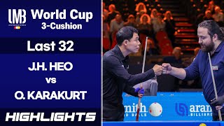 VEGHEL World Cup 3Cushion 2021 Last 32  HEO Jung Han KOR vs Omer KARAKURT TUR HL [upl. by Retsevel]