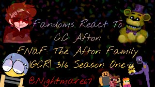 Fandoms React To  CC Afton36 Season One FNaF The Afton FamilyGCR [upl. by Aihpos]