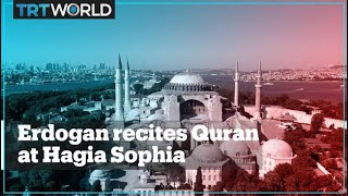 President Erdogan recites Quran at reopening of Hagia Sophia as mosque [upl. by Pompea]