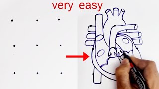 3X3 dots turns into Human Heart Diagram drawing class 10 science biology [upl. by Barbabas329]