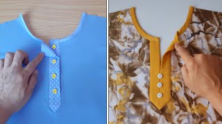 2 Beautiful easy methods of neck cutting and stitching the professional neck design [upl. by Pelage247]