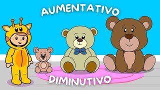 Aprender aumentativo e diminutivo das palavras  Vídeo educativo com atividades [upl. by Brit672]