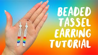 Beaded Tassel Earring Tutorial  Beading  Beginner Friendly  How To Bead  Beadwork  Native Made [upl. by Seaman]