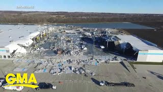 6 killed after tornado destroys Amazon warehouse in Illinois l GMA [upl. by Annair]