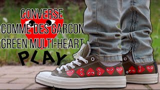 CONVERSE x COMME DES GARCON GREEN MULTI HEART LOW REVIEW amp ON FEET [upl. by Ibson]