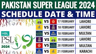 Pakistan Super League 2024 Schedule  PSL 2024 Schedule  PSL 2024 Schedule Time Table [upl. by Ruprecht]