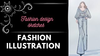 Fashion Illustration simple Women’s Trousers and Top  step by step tutorial for beginners 🥰 [upl. by Afira108]