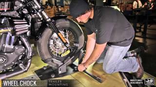 Motorcycle Wheel Chock JampS Jacks Demonstration [upl. by Dyane707]