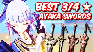 Top 4 Kamisato Ayaka 34 Star Weapons Ayaka Build  Gameplay  Genshin Impact 20 [upl. by Sullecram584]