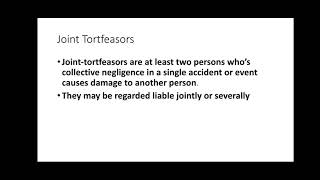 Joint Tortfeasors in Tort [upl. by Reeve]