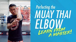 How to Throw Elbows in Muay Thai  Beginner Technique with Neungsiam Fairtex [upl. by Odnavres]