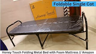 Honey Touch Folding Metal Bed with Foam Mattress  Amazon [upl. by Ecnerol]