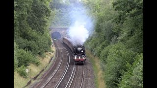 Merchant Navy 35018 ambles through Popham 1Z84  09072023 [upl. by Eikram]