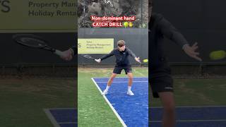 Forehand tennis drill nondominant hand catch for stability amp balance 🎾 TennisTip Forehand [upl. by Rellia]