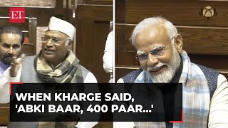 When Congress chief Kharge said Abki baar 400 paar in Rajya Sabha PM Modi laughs [upl. by Noreh854]