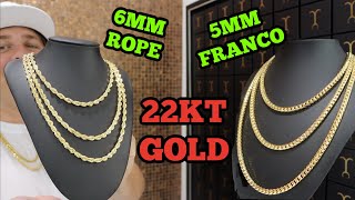 HEAVY 22KT Rope vs Franco chain review Which one shines the most [upl. by Kolk]