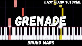 Bruno Mars  Grenade Easy Piano Tutorial [upl. by Adnawuj]