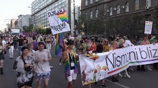 Hundreds of Pride activists march in Serbia despite hate messages sent by farright officials [upl. by Arabrab]