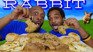 SMOTHERED RABBIT OVER RICE  BREAKFAST  MUKBANG  HUBBY EDITION  ANGEL REESE [upl. by Etnovahs]