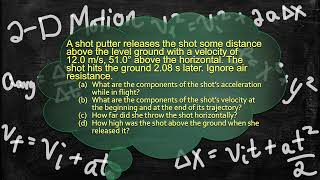 Physics Problem Two Dimensional 2D Motion  Projectile Motion  Shot Putter [upl. by Ociredef]