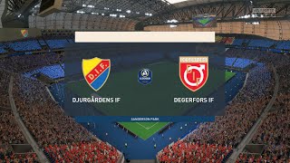 Djurgårdens IF vs Degerfors IF 27082023 Allsvenskan 2023 FIFA 23 [upl. by Rebmat]