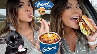 Culvers Mukbang  Butterburger Chili Cheese Curds  my Puppy [upl. by Chao122]