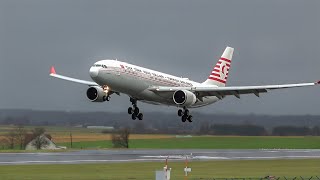 Turkish Airlines A330 Retro Livery LANDING with STRONG WINDS at Brussels Airport [upl. by Phonsa]