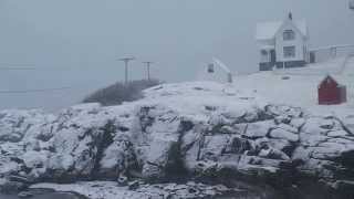 Snowfall at Cape Neddick quotThe Nubblequot Lighthouse [upl. by Noby]