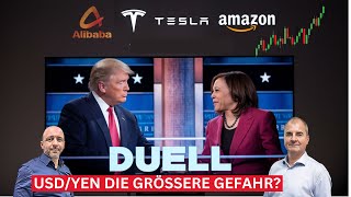 Trump vs Harris YenKrise Tech boomt Amazon Tesla Alibaba im Check [upl. by Eiznekcm206]